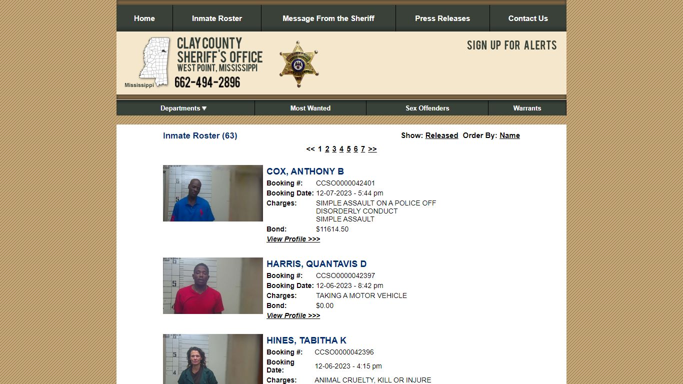 Inmate Roster - Current Inmates Booking Date Descending - Clay County ...